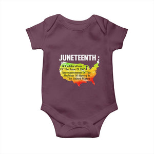 Black History Baby Onesie With African Map Juneteenth Celebration TS01 Maroon Print Your Wear