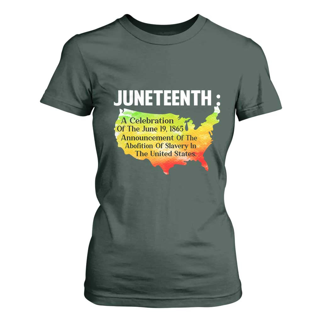 Black History T Shirt For Women With African Map Juneteenth Celebration TS01 Dark Forest Green Print Your Wear
