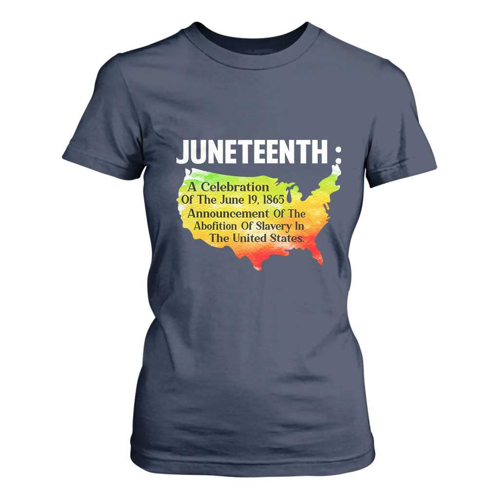 Black History T Shirt For Women With African Map Juneteenth Celebration TS01 Navy Print Your Wear
