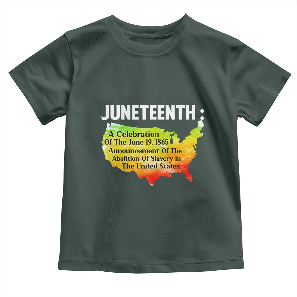 Black History Toddler T Shirt With African Map Juneteenth Celebration TS01 Dark Forest Green Print Your Wear
