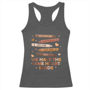 Black Pride Teaching Racerback Tank Top For Teacher We Have The Same Heart Inside BHM African American TS01 Dark Heather Print Your Wear