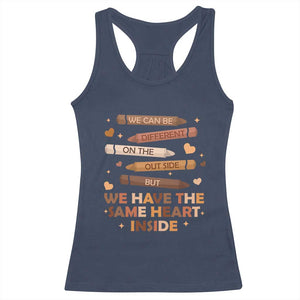 Black Pride Teaching Racerback Tank Top For Teacher We Have The Same Heart Inside BHM African American TS01 Navy Print Your Wear