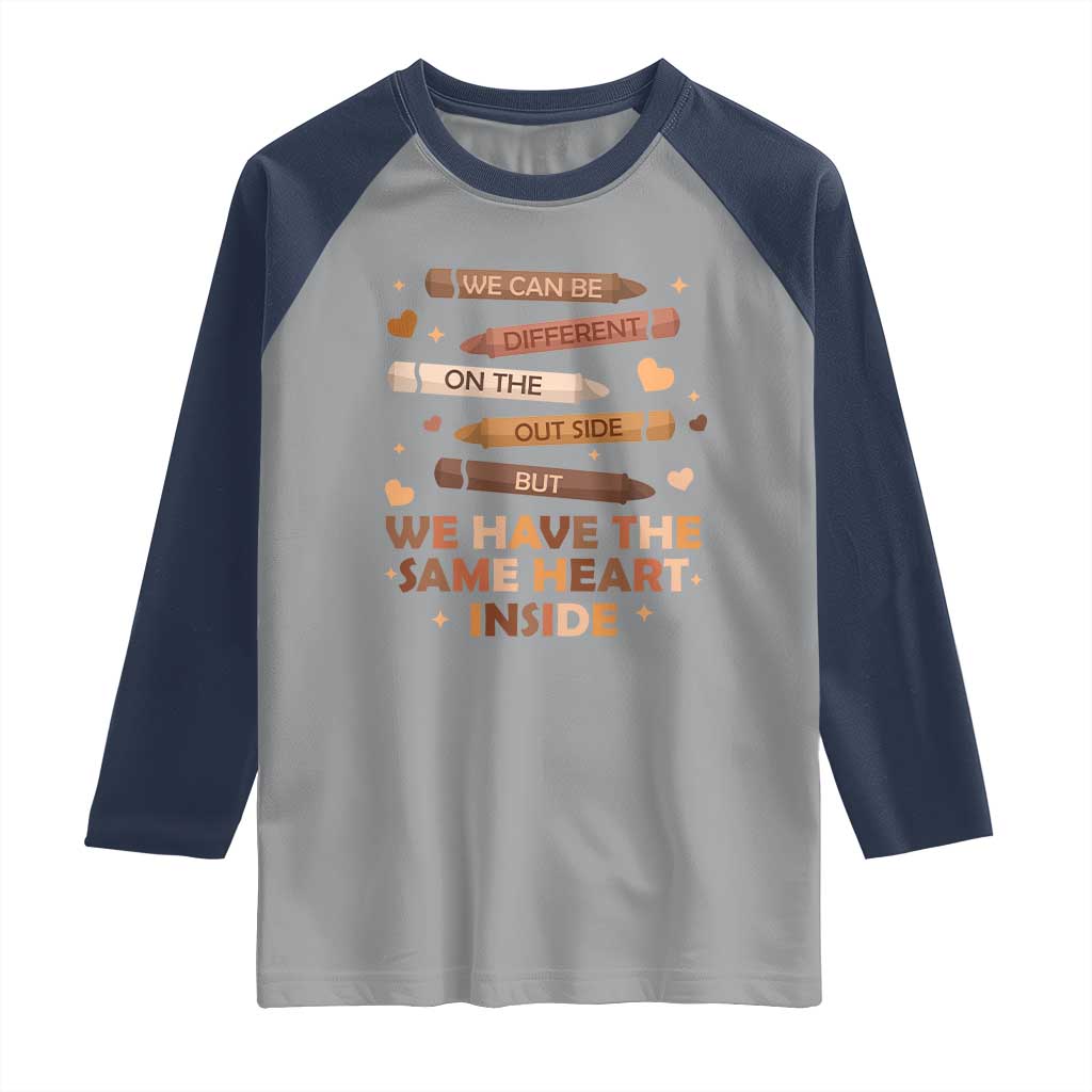 Black Pride Teaching Raglan Shirt For Teacher We Have The Same Heart Inside BHM African American TS01 Sport Gray Navy Print Your Wear