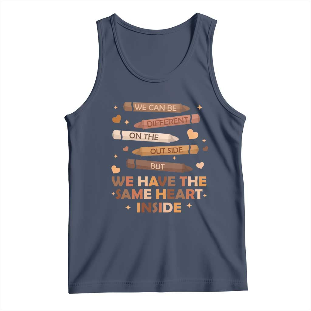 Black Pride Teaching Tank Top For Teacher We Have The Same Heart Inside BHM African American TS01 Navy Print Your Wear