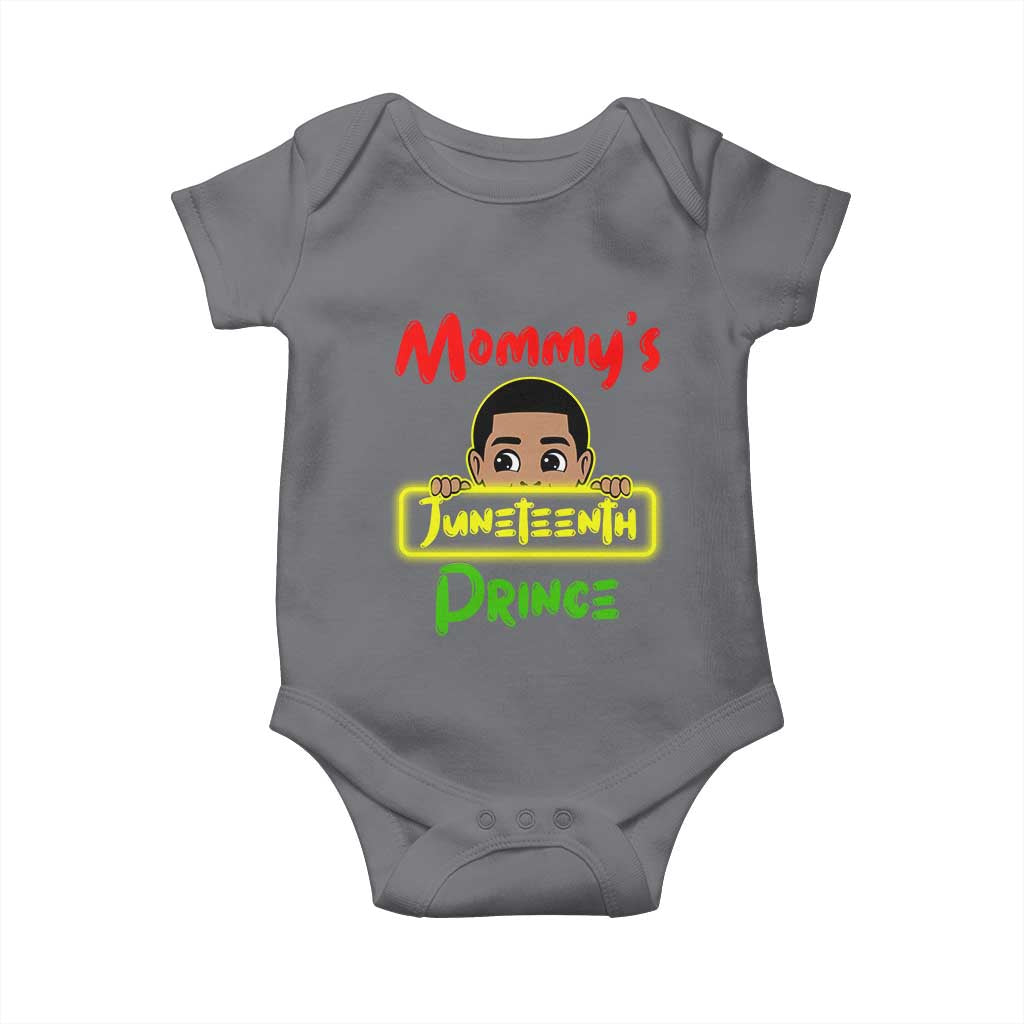 Mommy's Juneteenth Prince Baby Onesie Black Boy TS01 Charcoal Print Your Wear