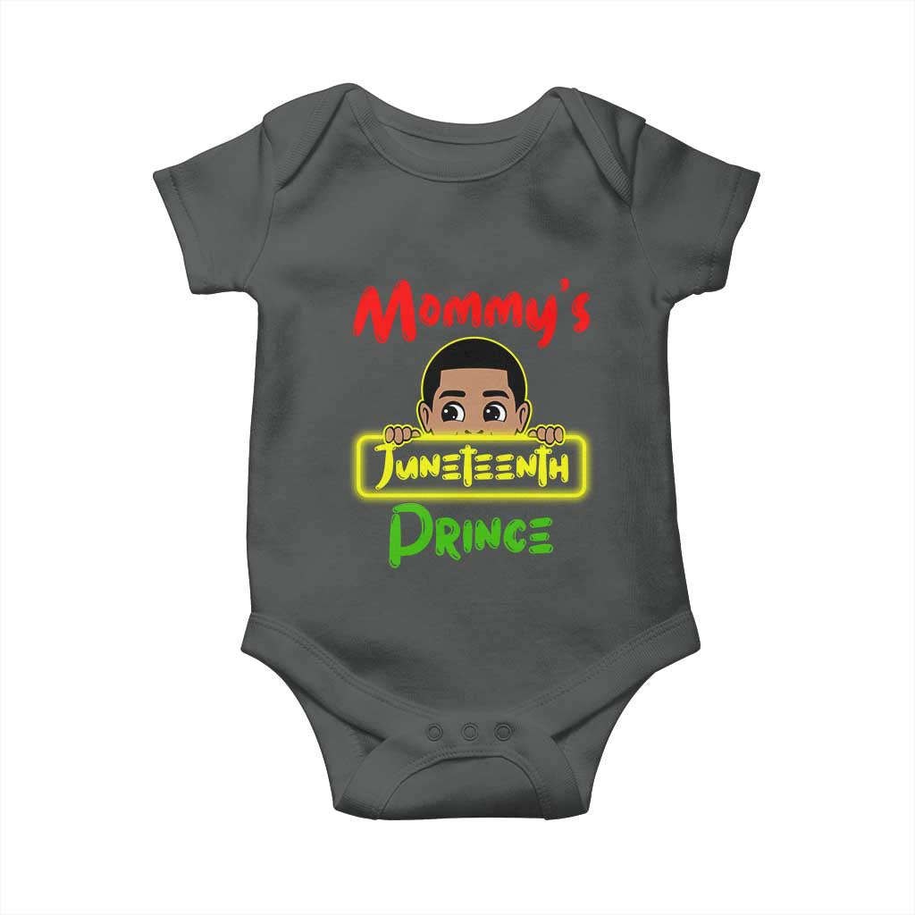Mommy's Juneteenth Prince Baby Onesie Black Boy TS01 Dark Heather Print Your Wear