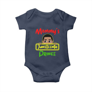 Mommy's Juneteenth Prince Baby Onesie Black Boy TS01 Navy Print Your Wear