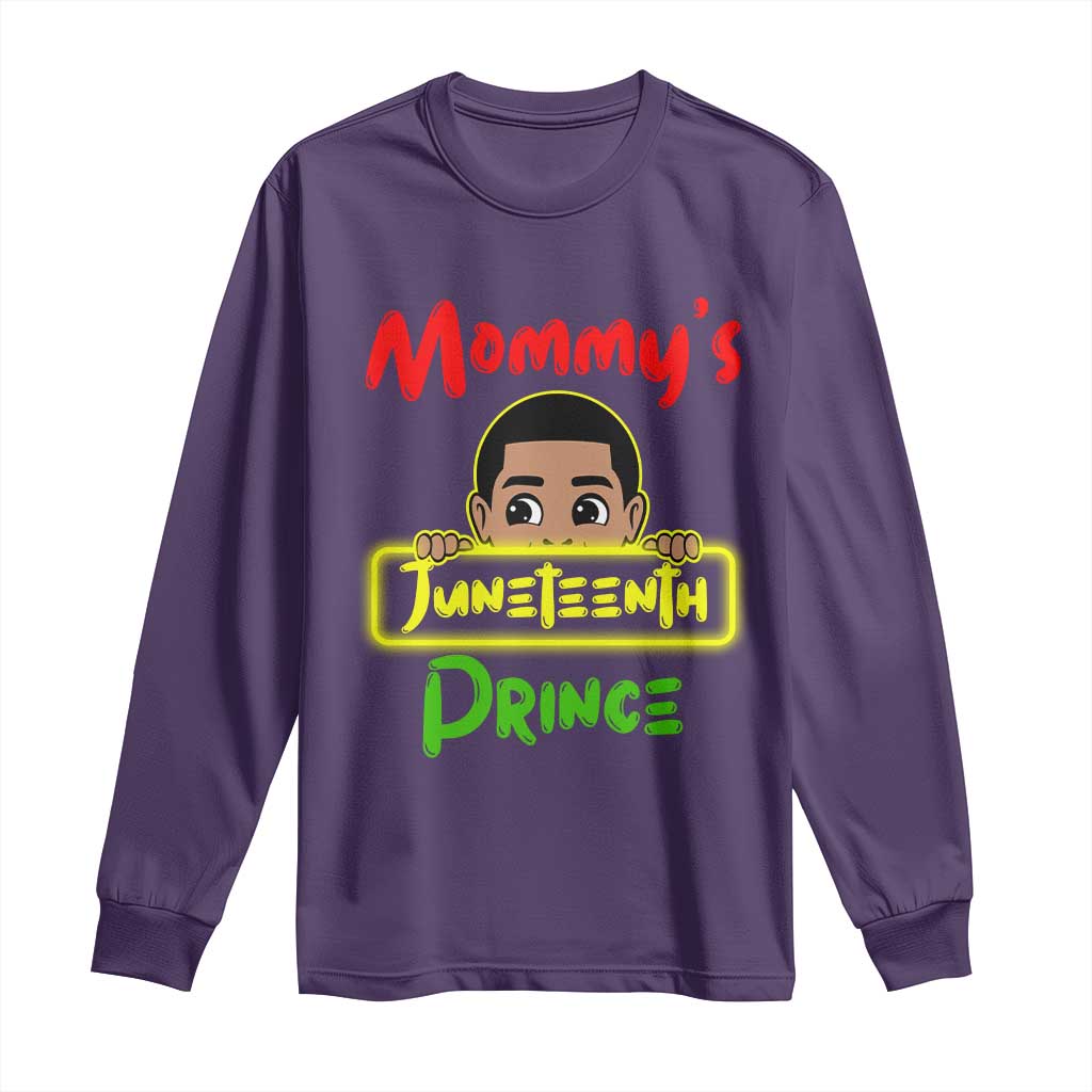 Mommy's Juneteenth Prince Long Sleeve Shirt Black Boy TS01 Purple Print Your Wear