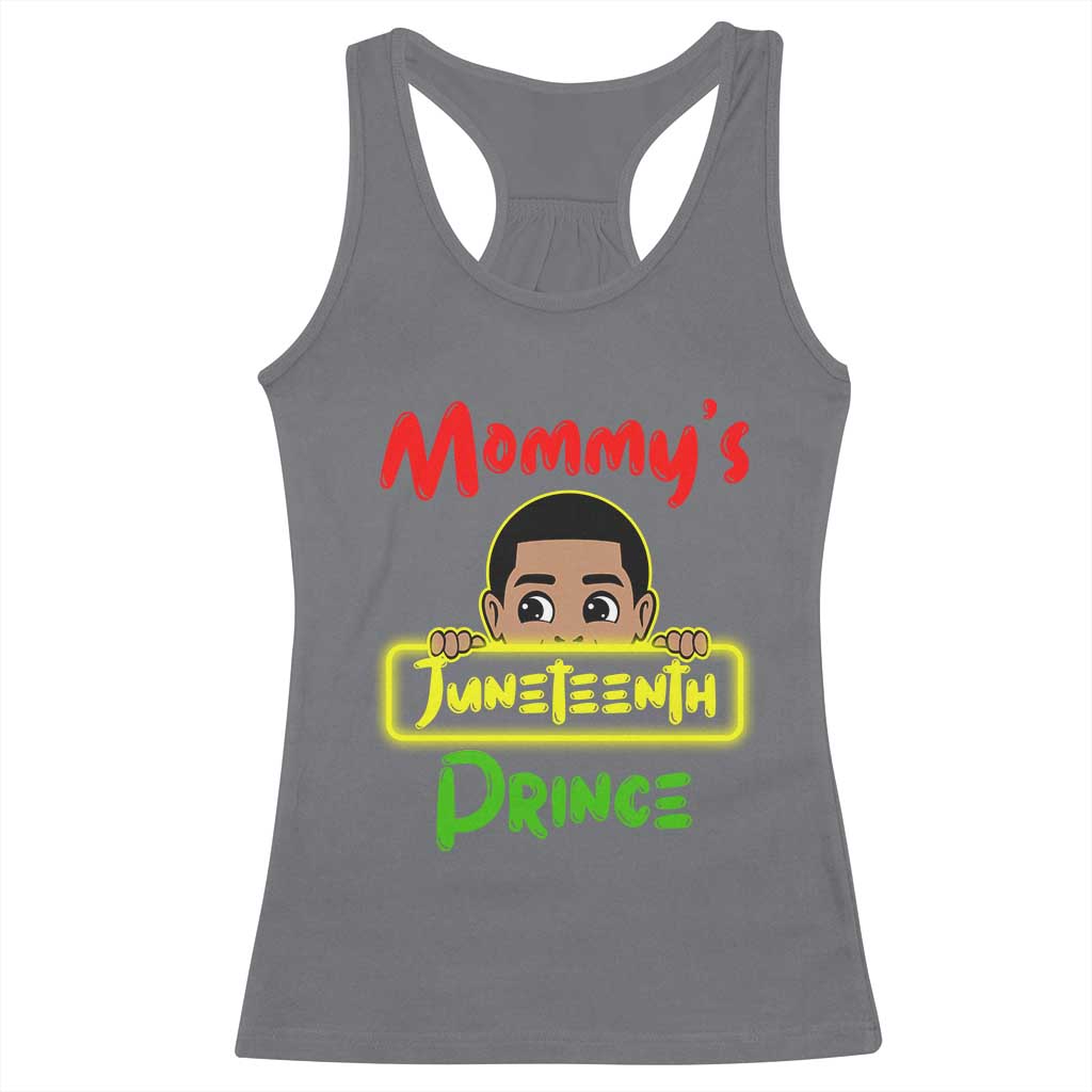 Mommy's Juneteenth Prince Racerback Tank Top Black Boy TS01 Charcoal Print Your Wear
