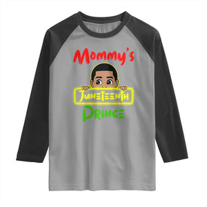 Mommy's Juneteenth Prince Raglan Shirt Black Boy TS01 Sport Gray Black Print Your Wear