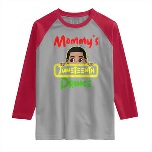 Mommy's Juneteenth Prince Raglan Shirt Black Boy TS01 Sport Gray Red Print Your Wear