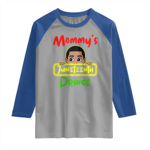 Mommy's Juneteenth Prince Raglan Shirt Black Boy TS01 Sport Gray Royal Print Your Wear