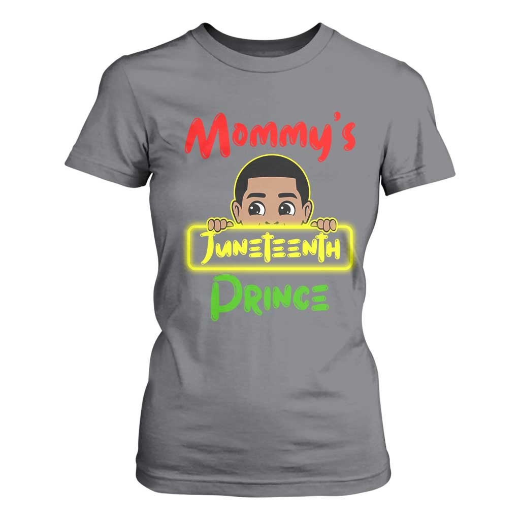Mommy's Juneteenth Prince T Shirt For Women Black Boy TS01 Charcoal Print Your Wear