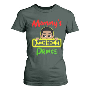Mommy's Juneteenth Prince T Shirt For Women Black Boy TS01 Dark Forest Green Print Your Wear