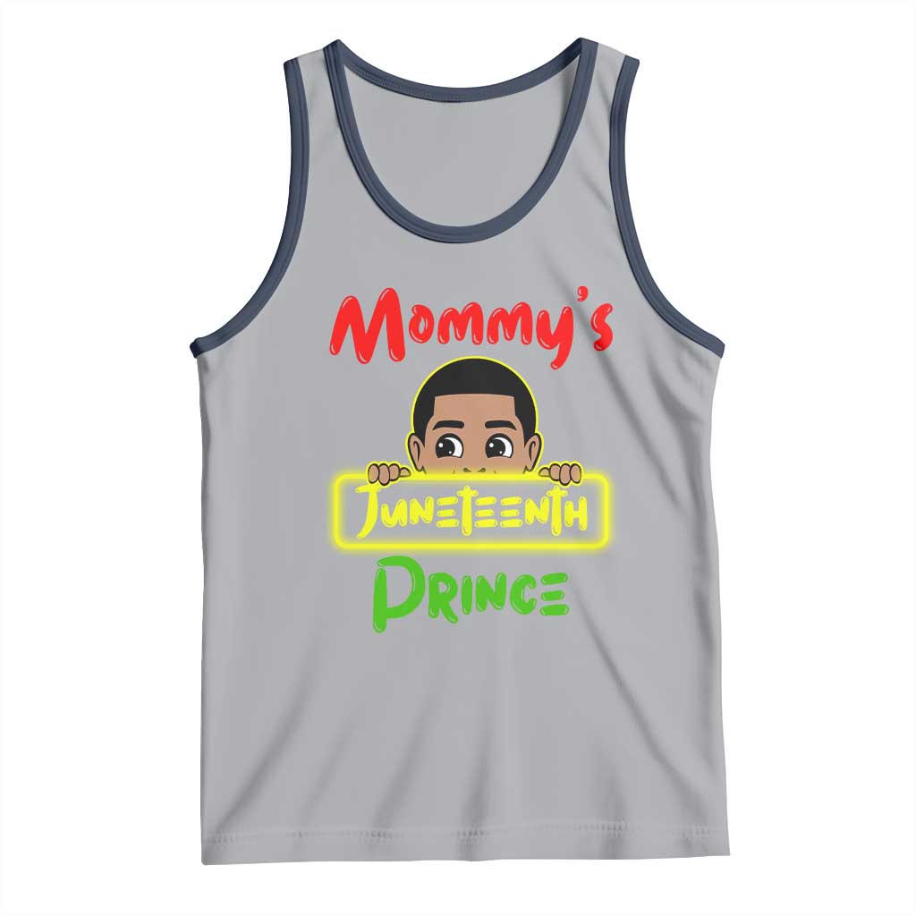 Mommy's Juneteenth Prince Tank Top Black Boy TS01 Athletic Heather Navy Print Your Wear