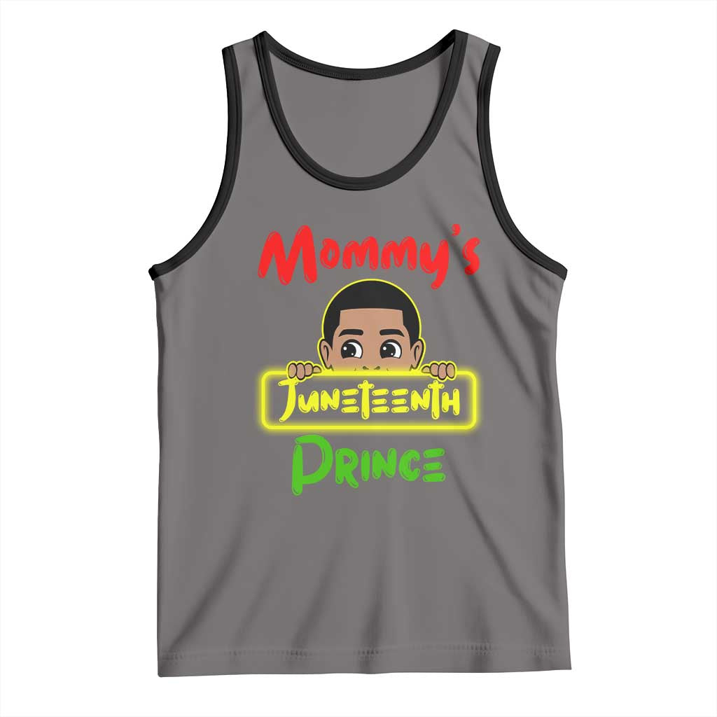 Mommy's Juneteenth Prince Tank Top Black Boy TS01 Deep Heather Black Print Your Wear