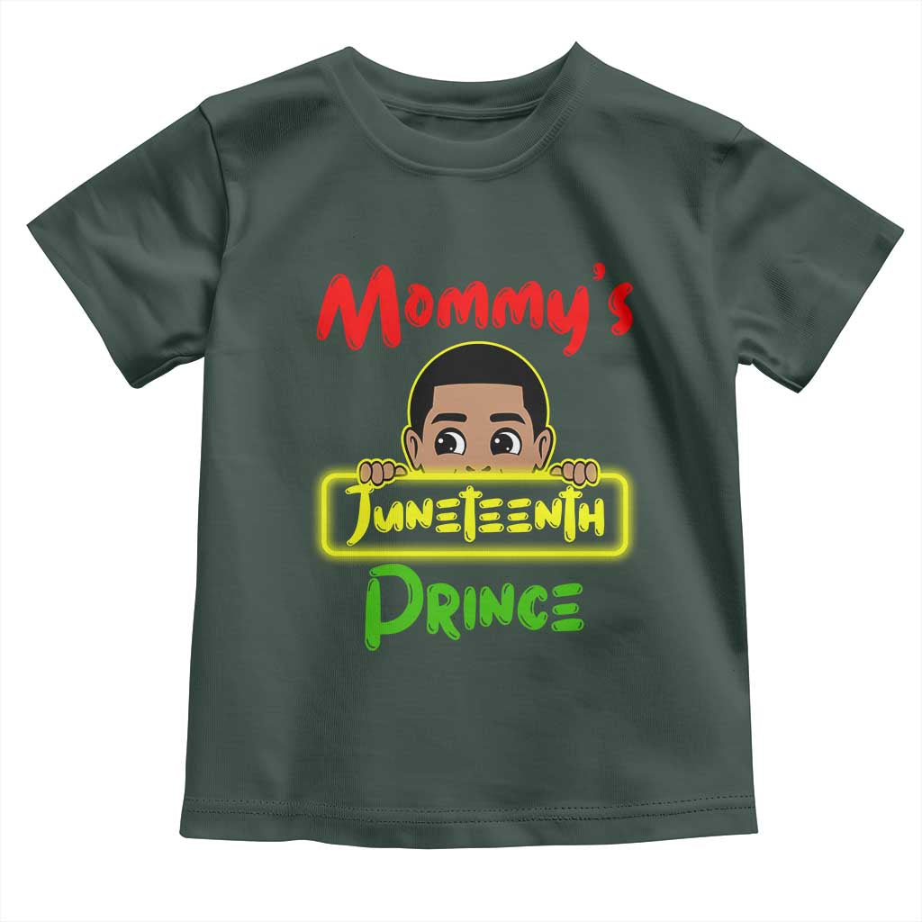 Mommy's Juneteenth Prince Toddler T Shirt Black Boy TS01 Dark Forest Green Print Your Wear