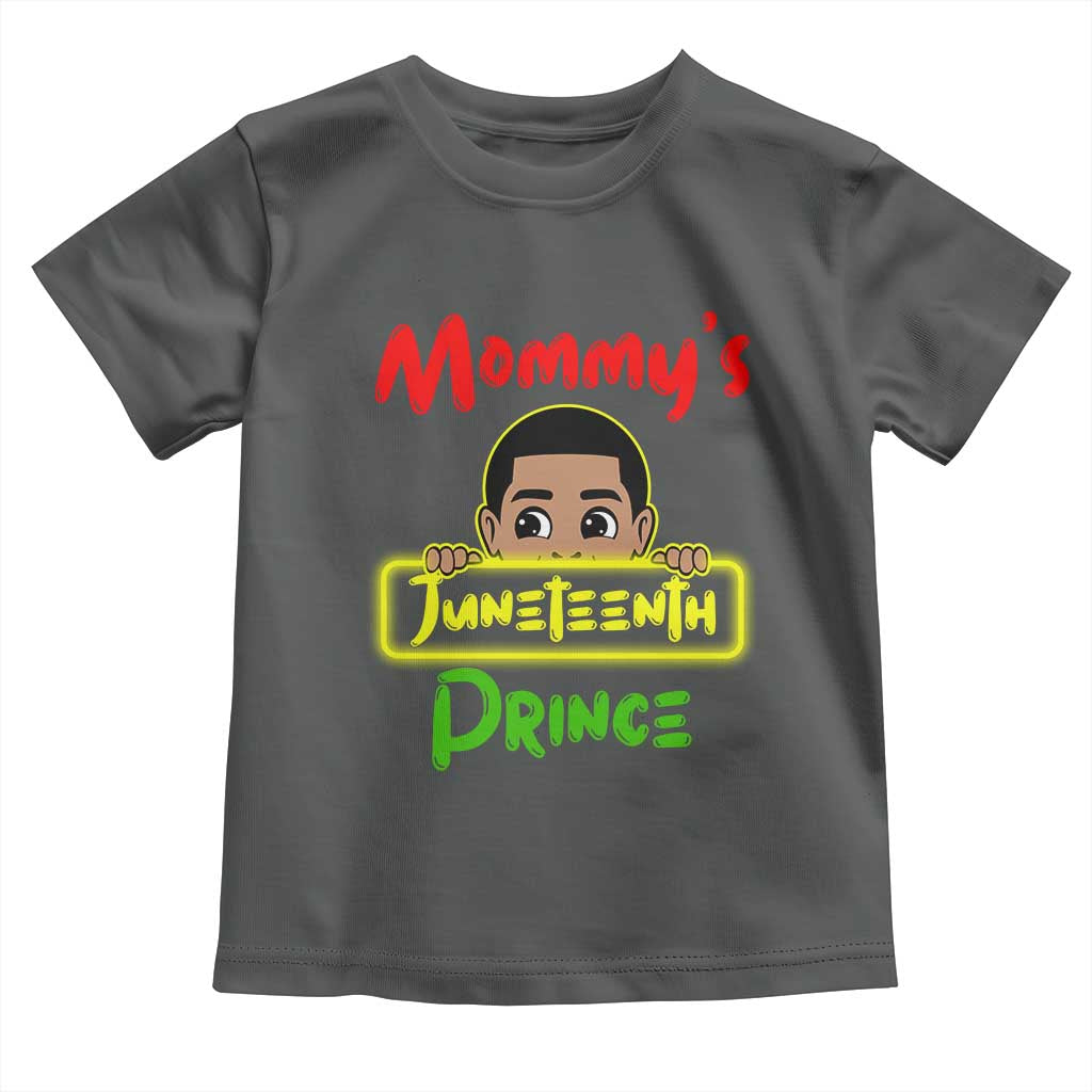 Mommy's Juneteenth Prince Toddler T Shirt Black Boy TS01 Dark Heather Print Your Wear