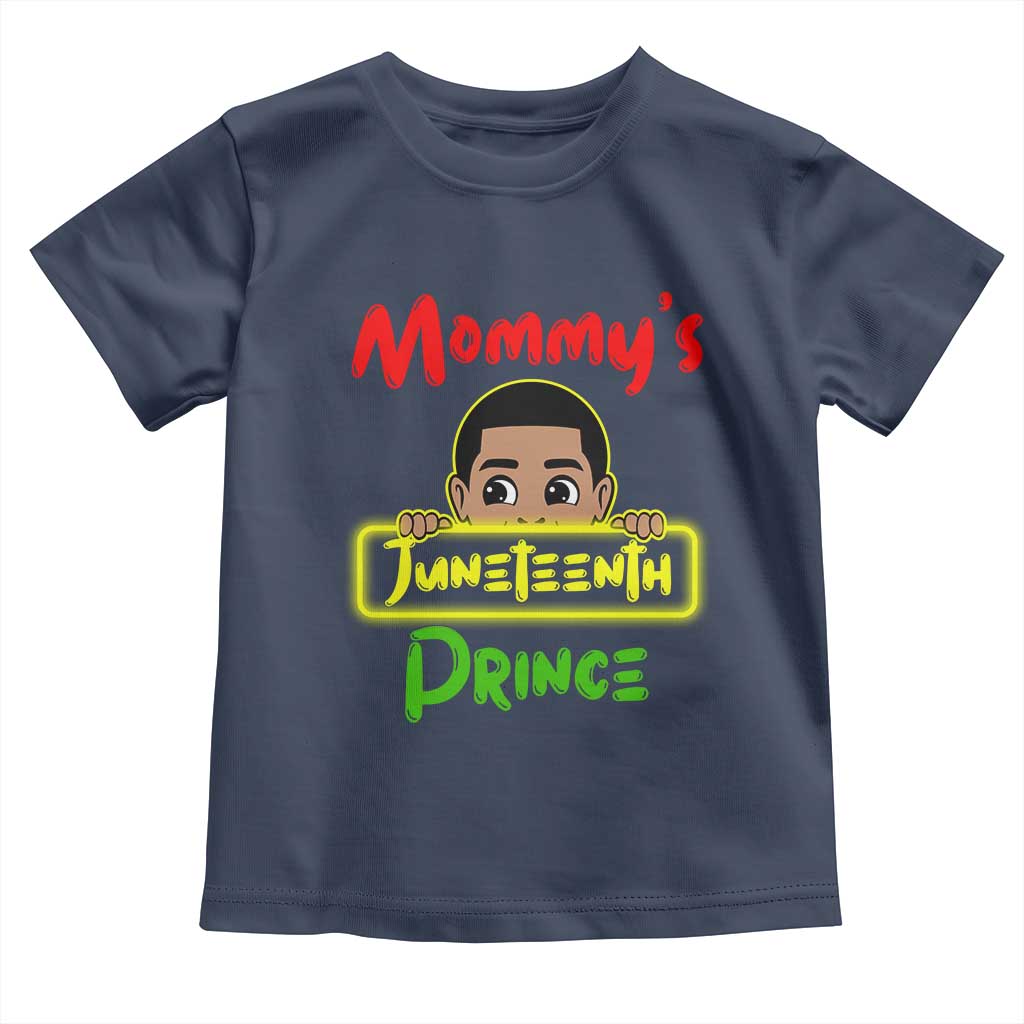 Mommy's Juneteenth Prince Toddler T Shirt Black Boy TS01 Navy Print Your Wear