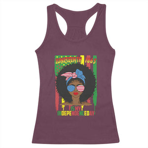 Juneteenth Is My Independence Day Racerback Tank Top For Black Women Not 4th Of July TS01 Maroon Print Your Wear