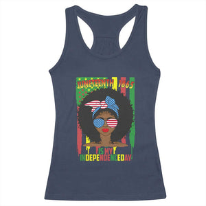 Juneteenth Is My Independence Day Racerback Tank Top For Black Women Not 4th Of July TS01 Navy Print Your Wear