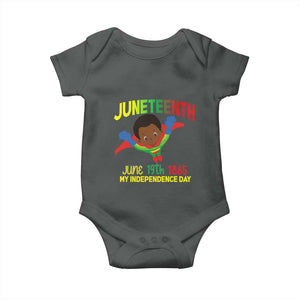 Juneteenth Is My Independence Day Baby Onesie Super Hero Black Boy TS01 Dark Heather Print Your Wear