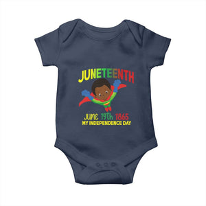 Juneteenth Is My Independence Day Baby Onesie Super Hero Black Boy TS01 Navy Print Your Wear