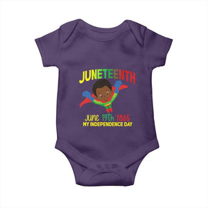 Juneteenth Is My Independence Day Baby Onesie Super Hero Black Boy TS01 Purple Print Your Wear