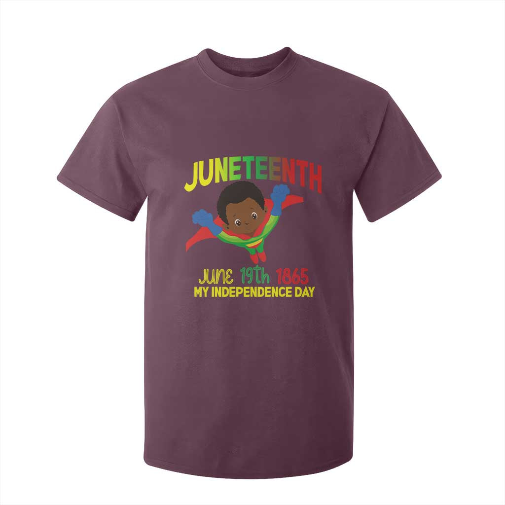 Juneteenth Is My Independence Day T Shirt For Kid Super Hero Black Boy TS01 Maroon Print Your Wear