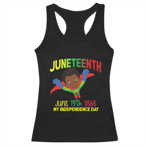 Juneteenth Is My Independence Day Racerback Tank Top Super Hero Black Boy TS01 Black Print Your Wear