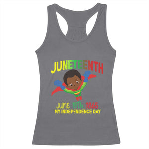 Juneteenth Is My Independence Day Racerback Tank Top Super Hero Black Boy TS01 Charcoal Print Your Wear