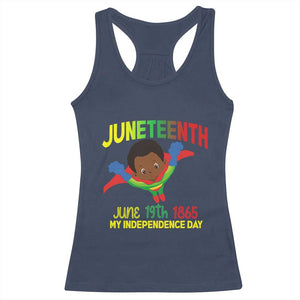 Juneteenth Is My Independence Day Racerback Tank Top Super Hero Black Boy TS01 Navy Print Your Wear