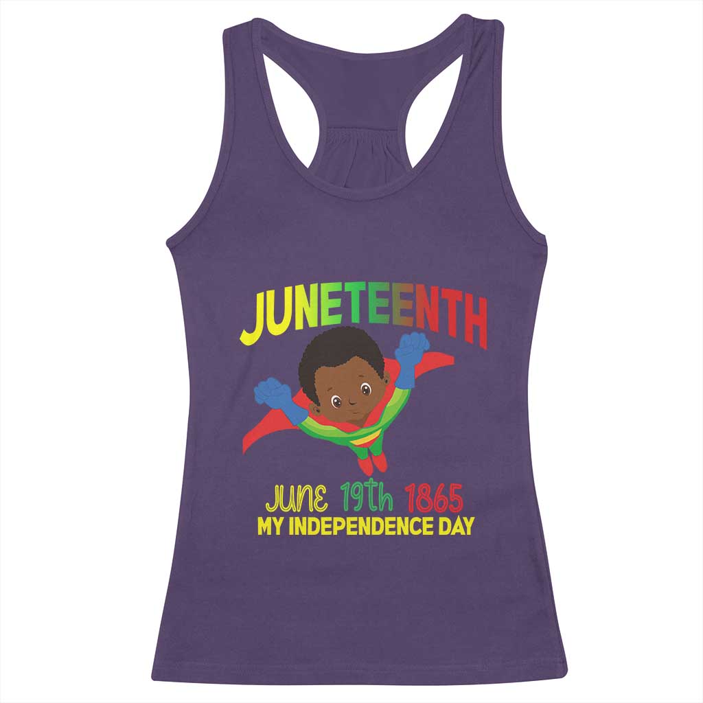 Juneteenth Is My Independence Day Racerback Tank Top Super Hero Black Boy TS01 Purple Print Your Wear