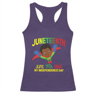 Juneteenth Is My Independence Day Racerback Tank Top Super Hero Black Boy TS01 Purple Print Your Wear