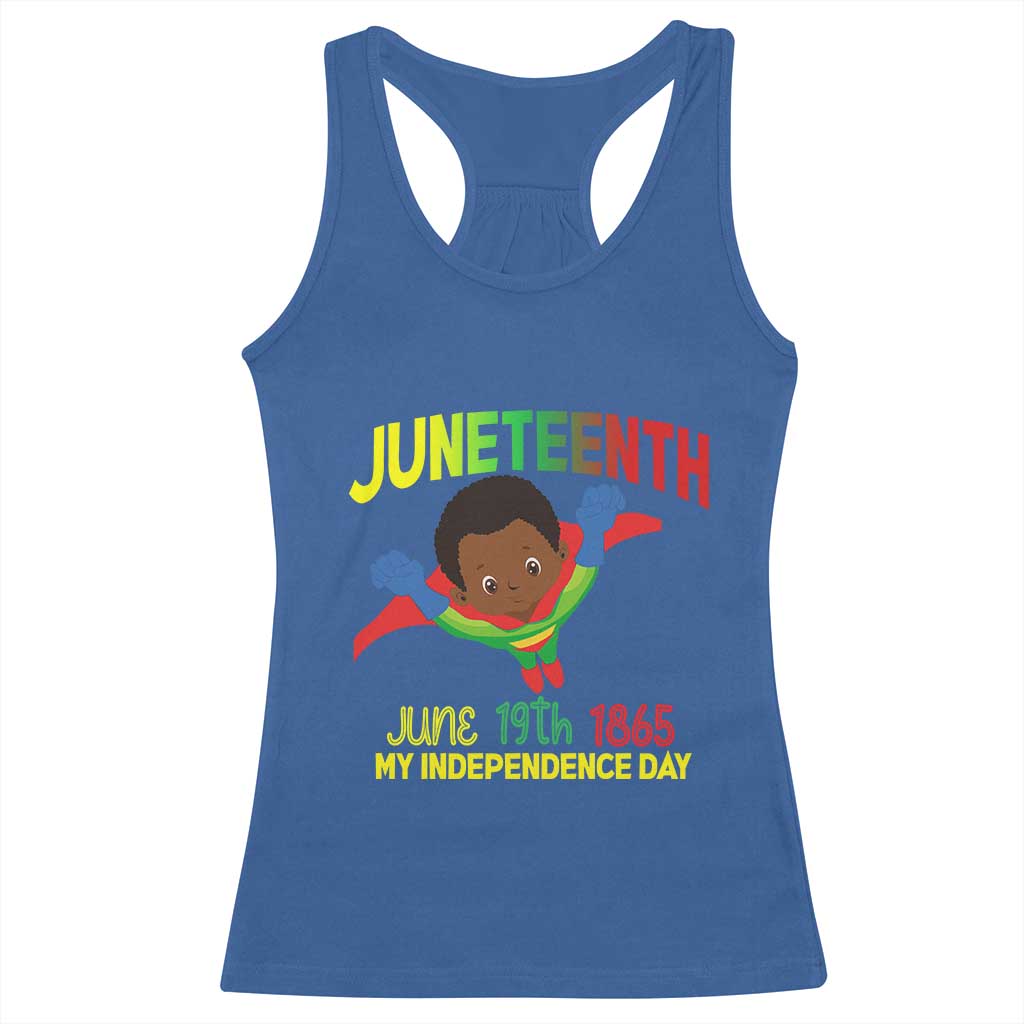 Juneteenth Is My Independence Day Racerback Tank Top Super Hero Black Boy TS01 Royal Blue Print Your Wear