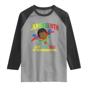 Juneteenth Is My Independence Day Raglan Shirt Super Hero Black Boy TS01 Sport Gray Black Print Your Wear