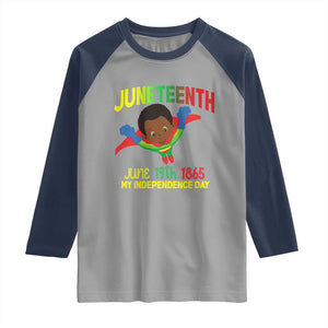 Juneteenth Is My Independence Day Raglan Shirt Super Hero Black Boy TS01 Sport Gray Navy Print Your Wear