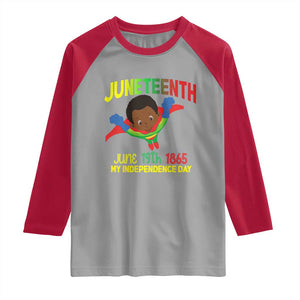 Juneteenth Is My Independence Day Raglan Shirt Super Hero Black Boy TS01 Sport Gray Red Print Your Wear