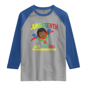 Juneteenth Is My Independence Day Raglan Shirt Super Hero Black Boy TS01 Sport Gray Royal Print Your Wear