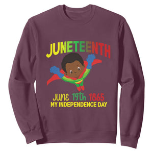 Happy Juneteenth Is My Independence Day Sweatshirt Super Hero Black Boy TS01 Maroon Printyourwear