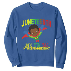 Happy Juneteenth Is My Independence Day Sweatshirt Super Hero Black Boy TS01 Royal Blue Printyourwear