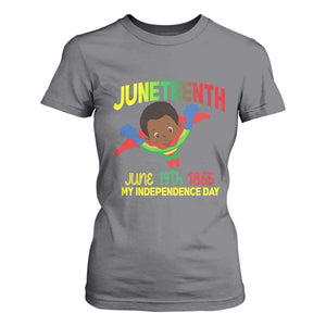 Juneteenth Is My Independence Day T Shirt For Women Super Hero Black Boy TS01 Charcoal Print Your Wear
