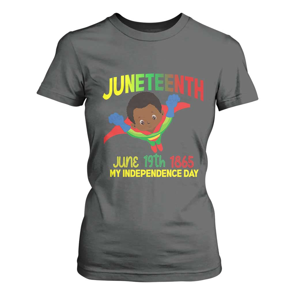 Juneteenth Is My Independence Day T Shirt For Women Super Hero Black Boy TS01 Dark Heather Print Your Wear
