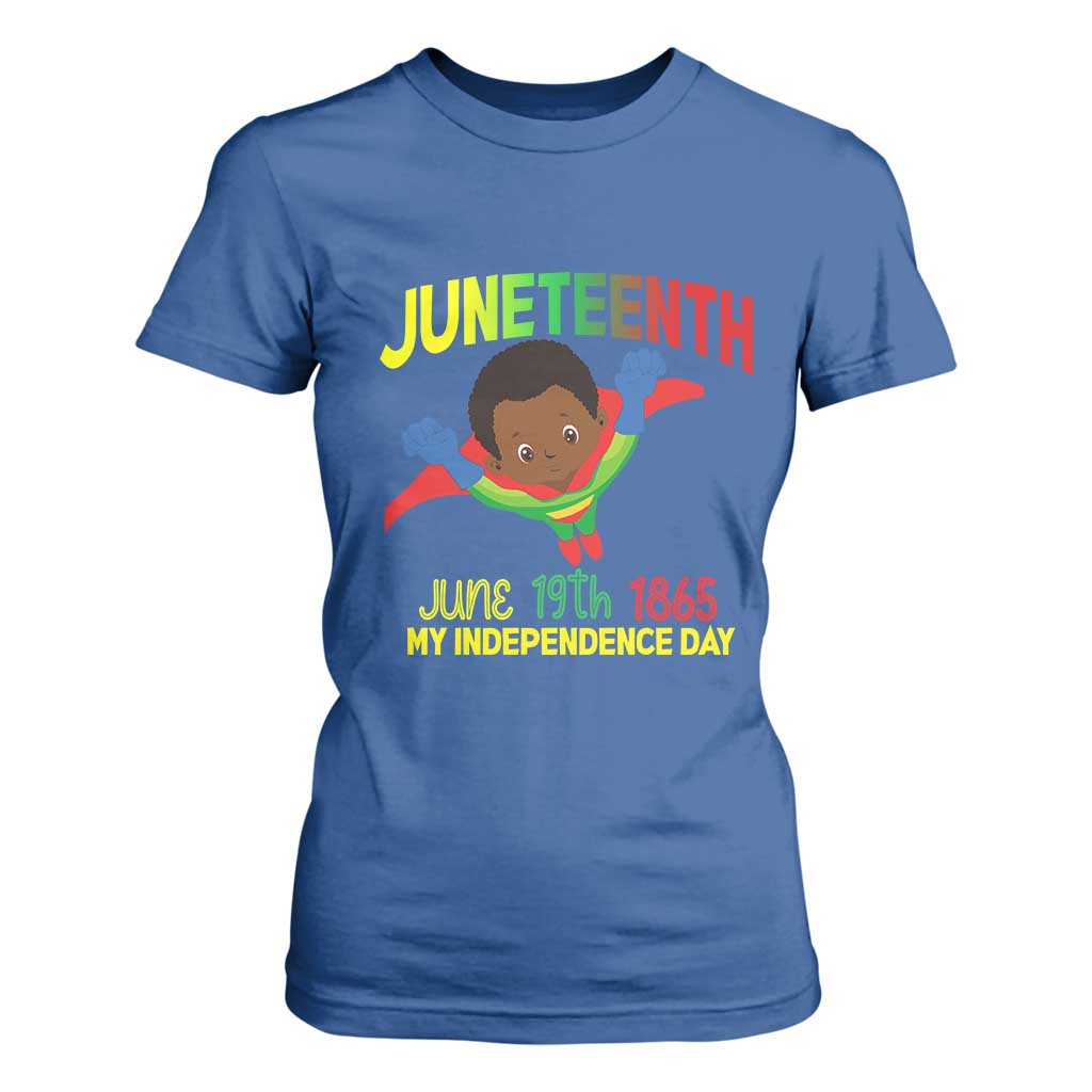 Juneteenth Is My Independence Day T Shirt For Women Super Hero Black Boy TS01 Royal Blue Print Your Wear