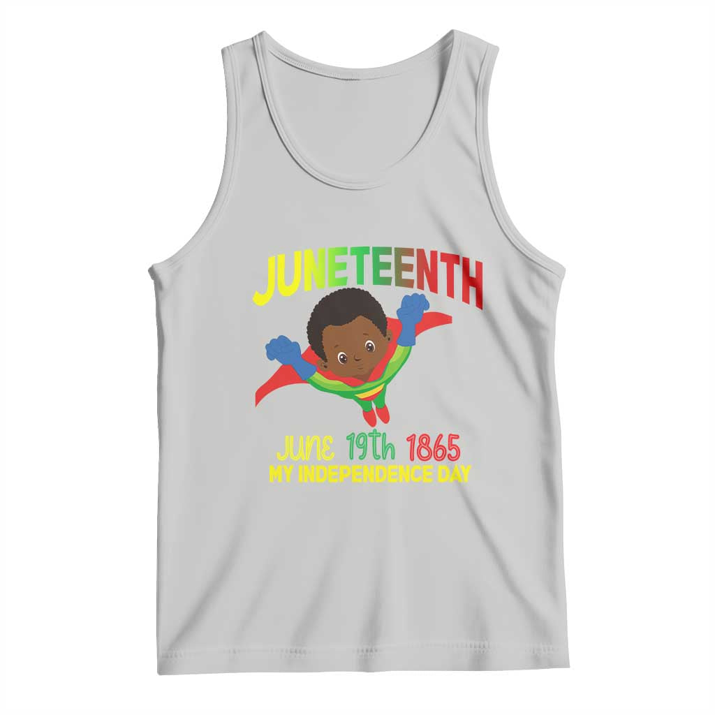 Juneteenth Is My Independence Day Tank Top Super Hero Black Boy TS01 Ash Print Your Wear