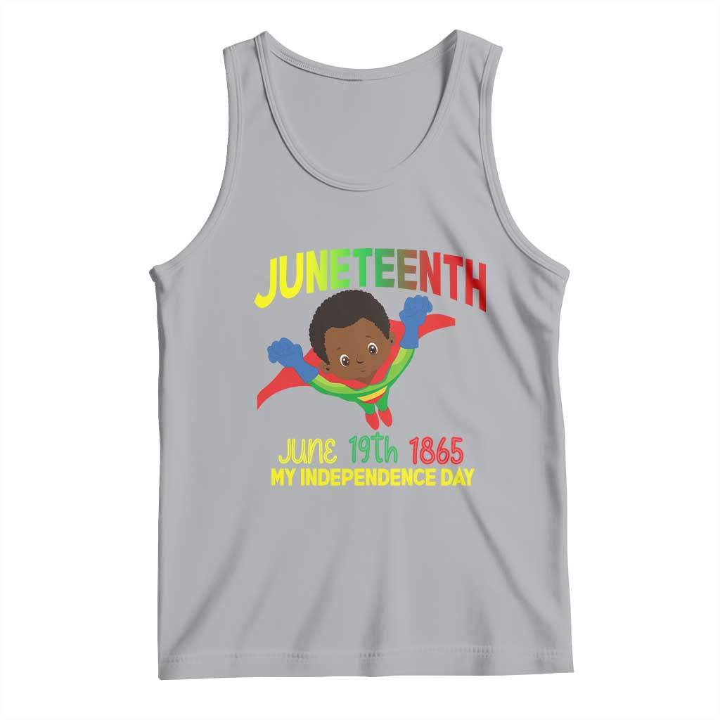 Juneteenth Is My Independence Day Tank Top Super Hero Black Boy TS01 Athletic Heather Print Your Wear