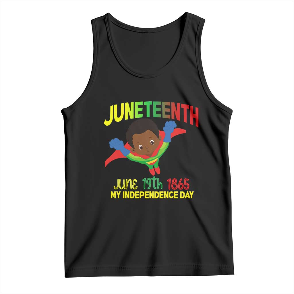 Juneteenth Is My Independence Day Tank Top Super Hero Black Boy TS01 Black Print Your Wear