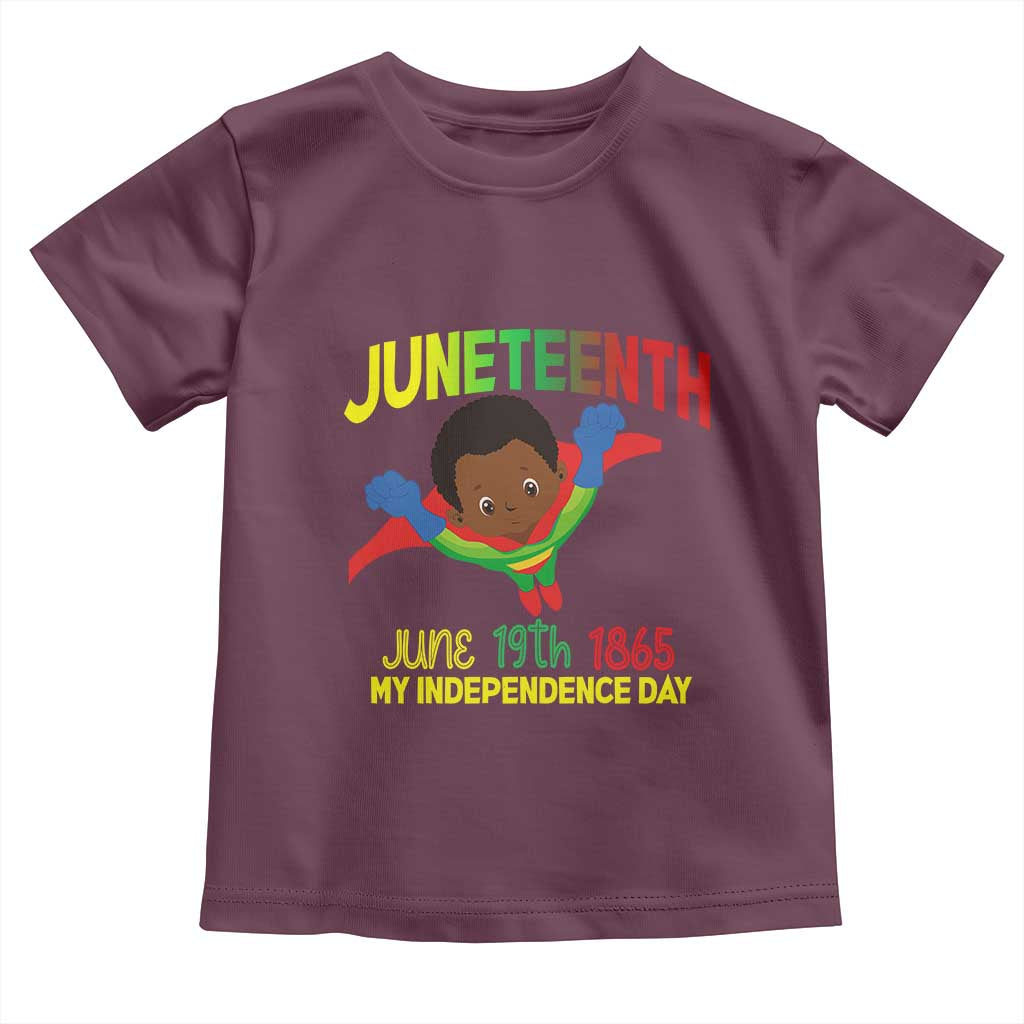 Juneteenth Is My Independence Day Toddler T Shirt Super Hero Black Boy TS01 Maroon Print Your Wear