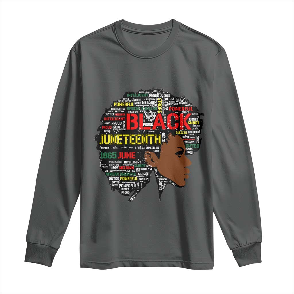Black Heritage Pride Long Sleeve Shirt For Melanin Black Women Natural Hair Afro Word Art TS01 Dark Heather Print Your Wear