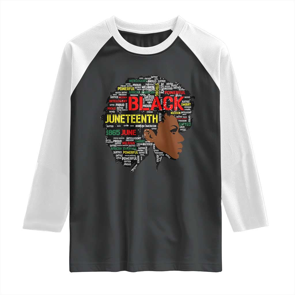 Black Heritage Pride Raglan Shirt For Melanin Black Women Natural Hair Afro Word Art TS01 Black White Print Your Wear